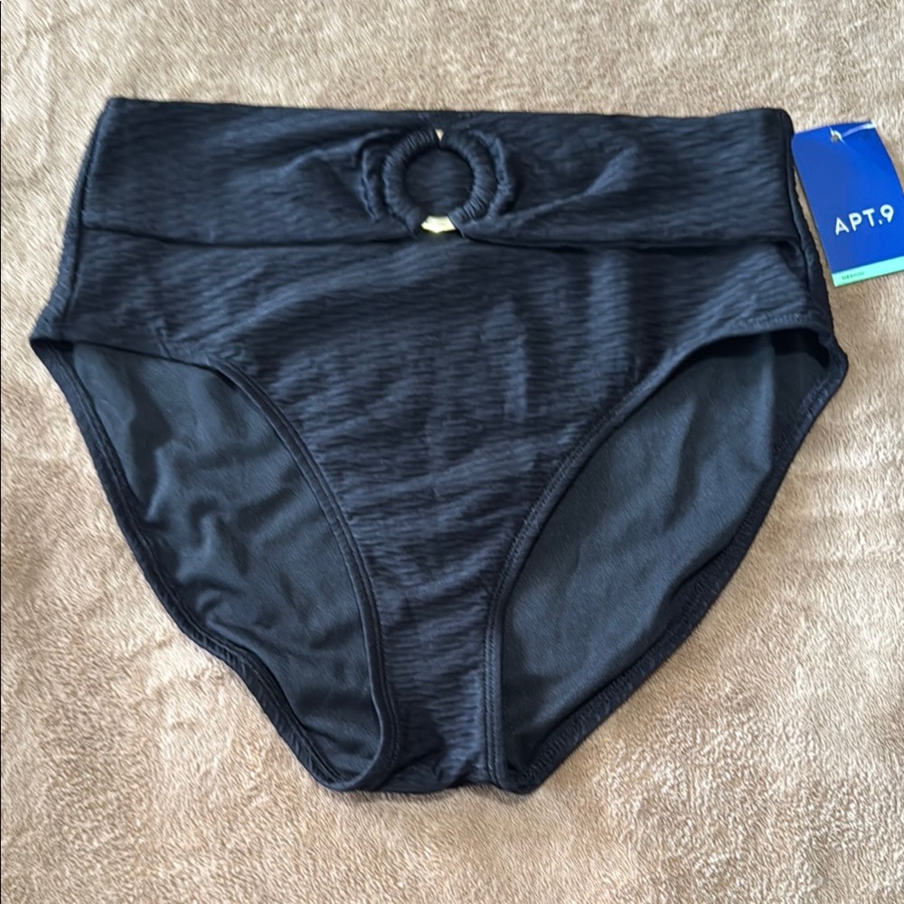 Apt. 9 Black Textured Bikini Bottoms